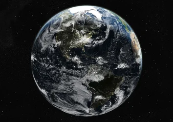 Globe Centred on the Americas, True Colour Satellite Image